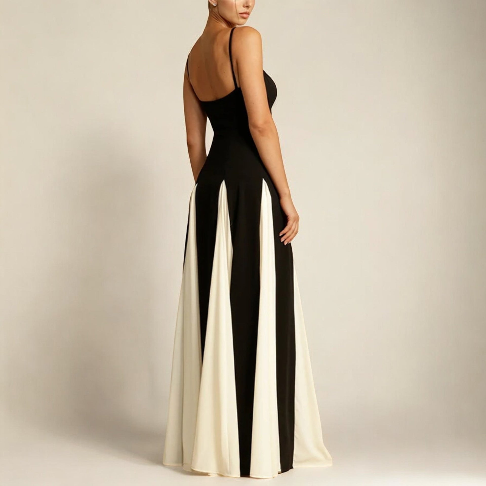 Carwen Contrast Panel Sweetheart Maxi Dress