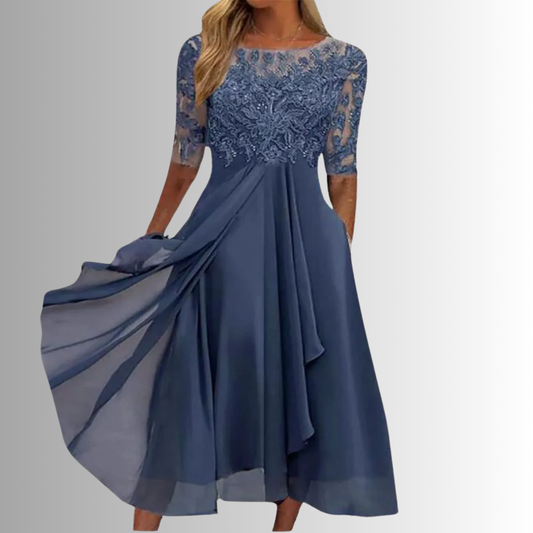 Valentina Rose Lace Midi Dress Wedding Guest Floral