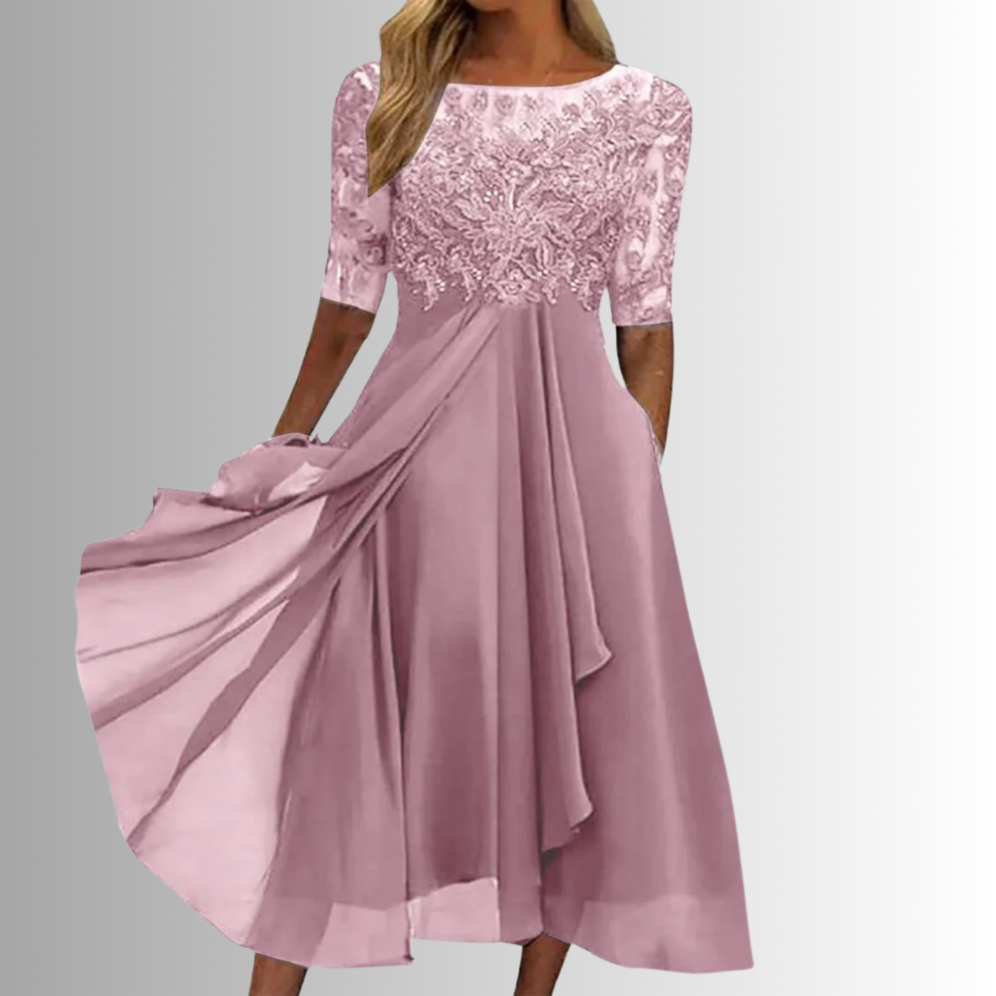 Valentina Rose Lace Midi Dress Wedding Guest Floral