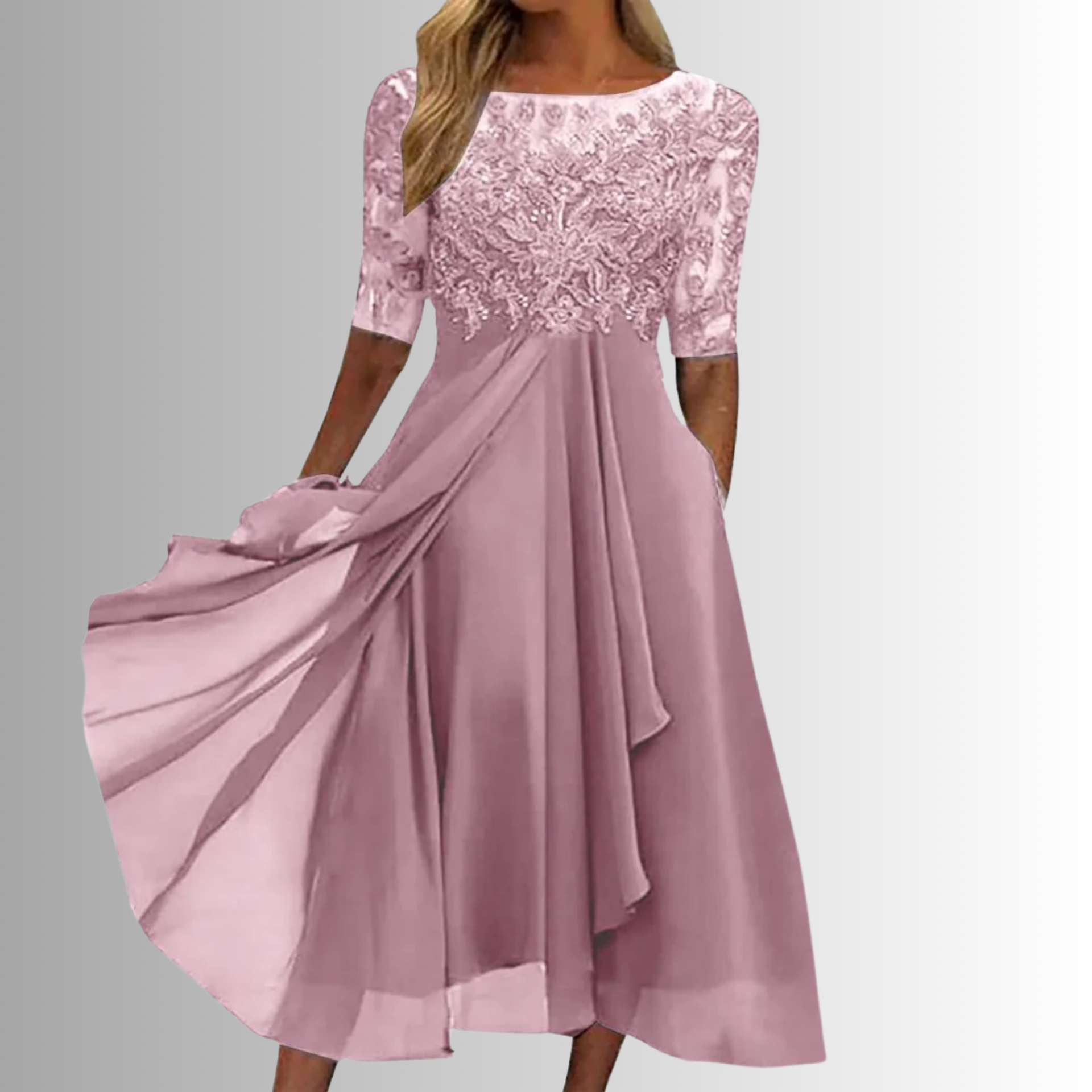 Valentina Rose Lace Midi Dress Wedding Guest Floral