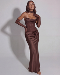 Aubrey Satin Cowl Neck Maxi Dress