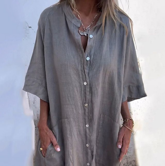 Arabella Field Boho Shirt Midi Dress Relaxed Fit