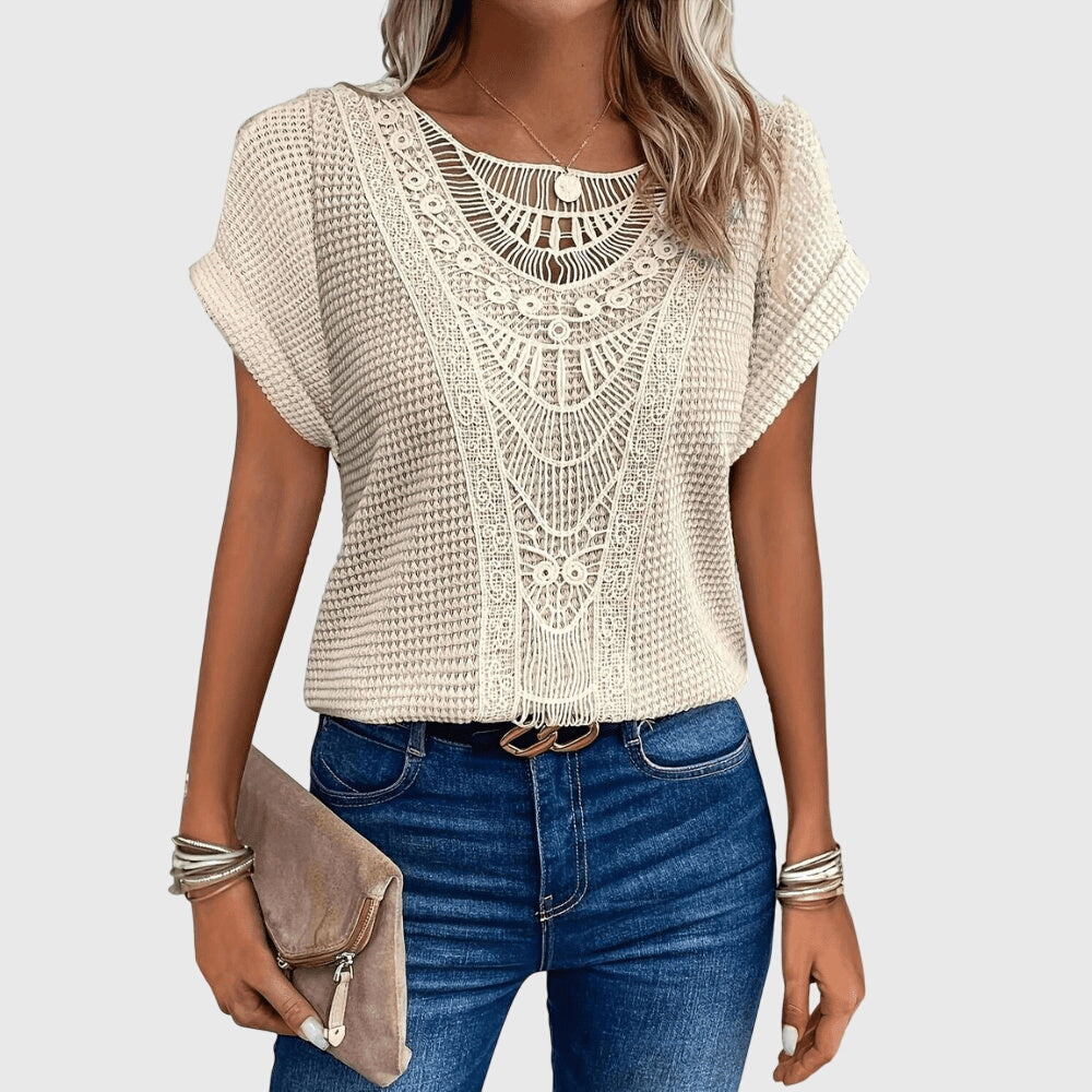 Francesca Reed Lace Trim Breathable Relaxed Blouse