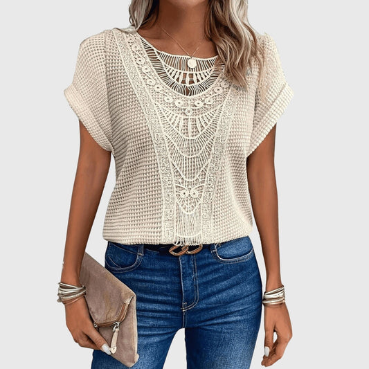 Francesca Reed Lace Trim Breathable Relaxed Blouse