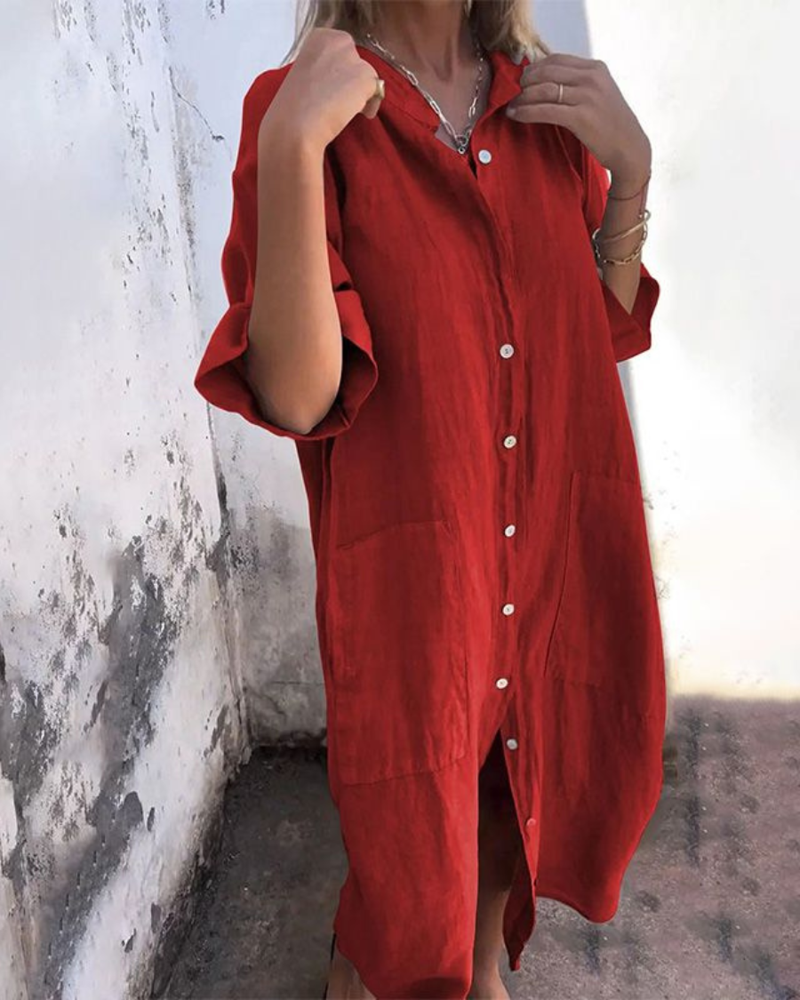 Arabella Field Boho Shirt Midi Dress Relaxed Fit
