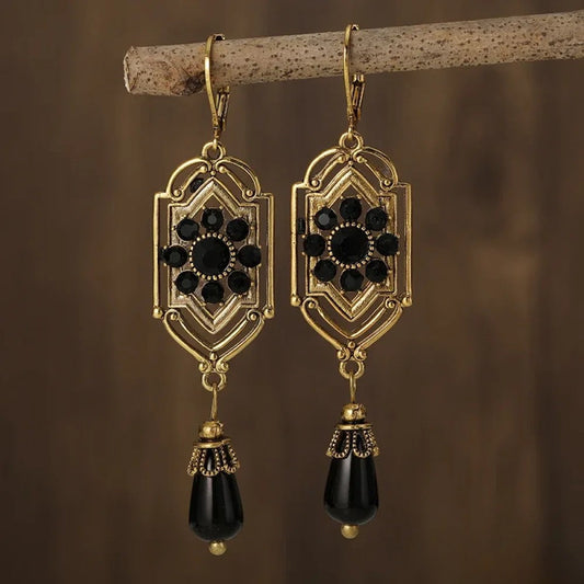 Juliette Parker Retro Bold Black Drop Earrings