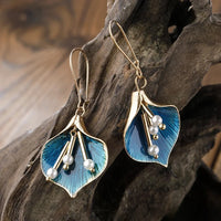 Hannah Antique Silver Blue Lotus Earrings Statement
