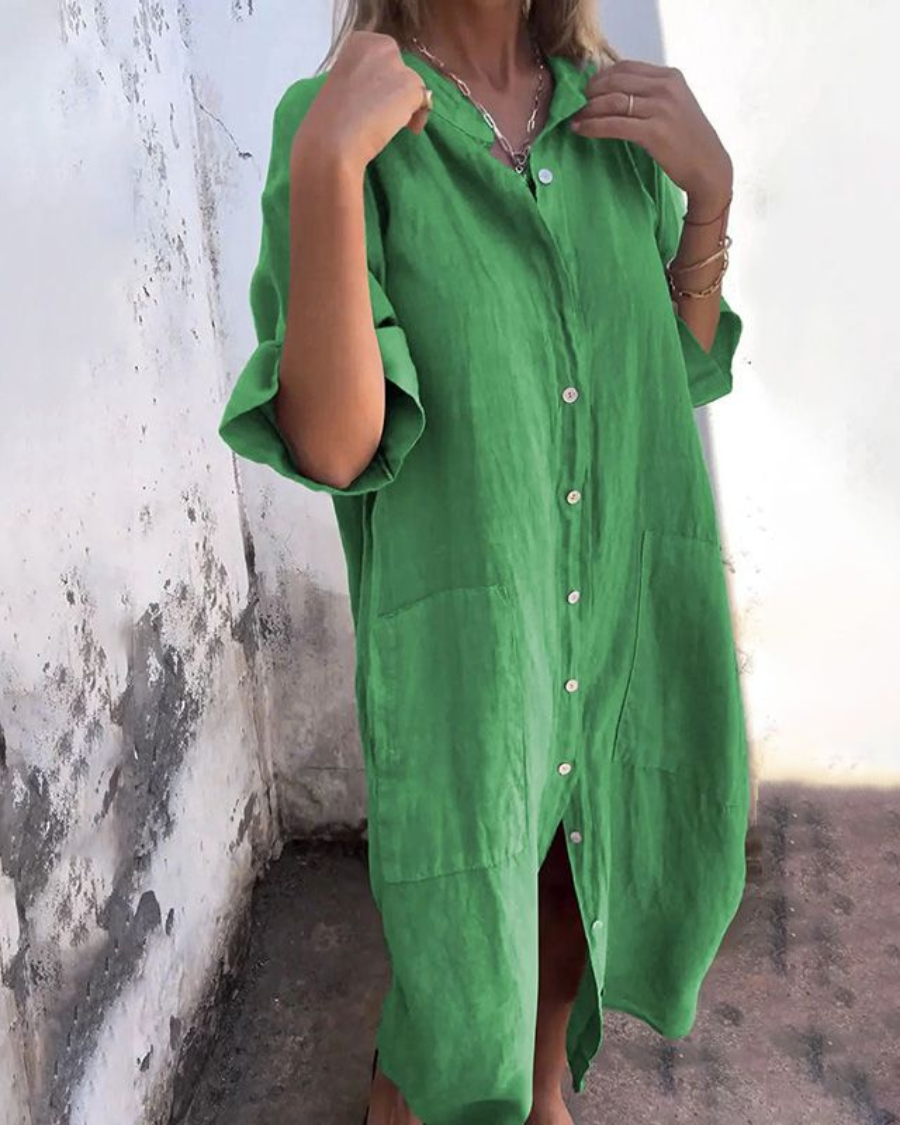 Arabella Field Boho Shirt Midi Dress Relaxed Fit