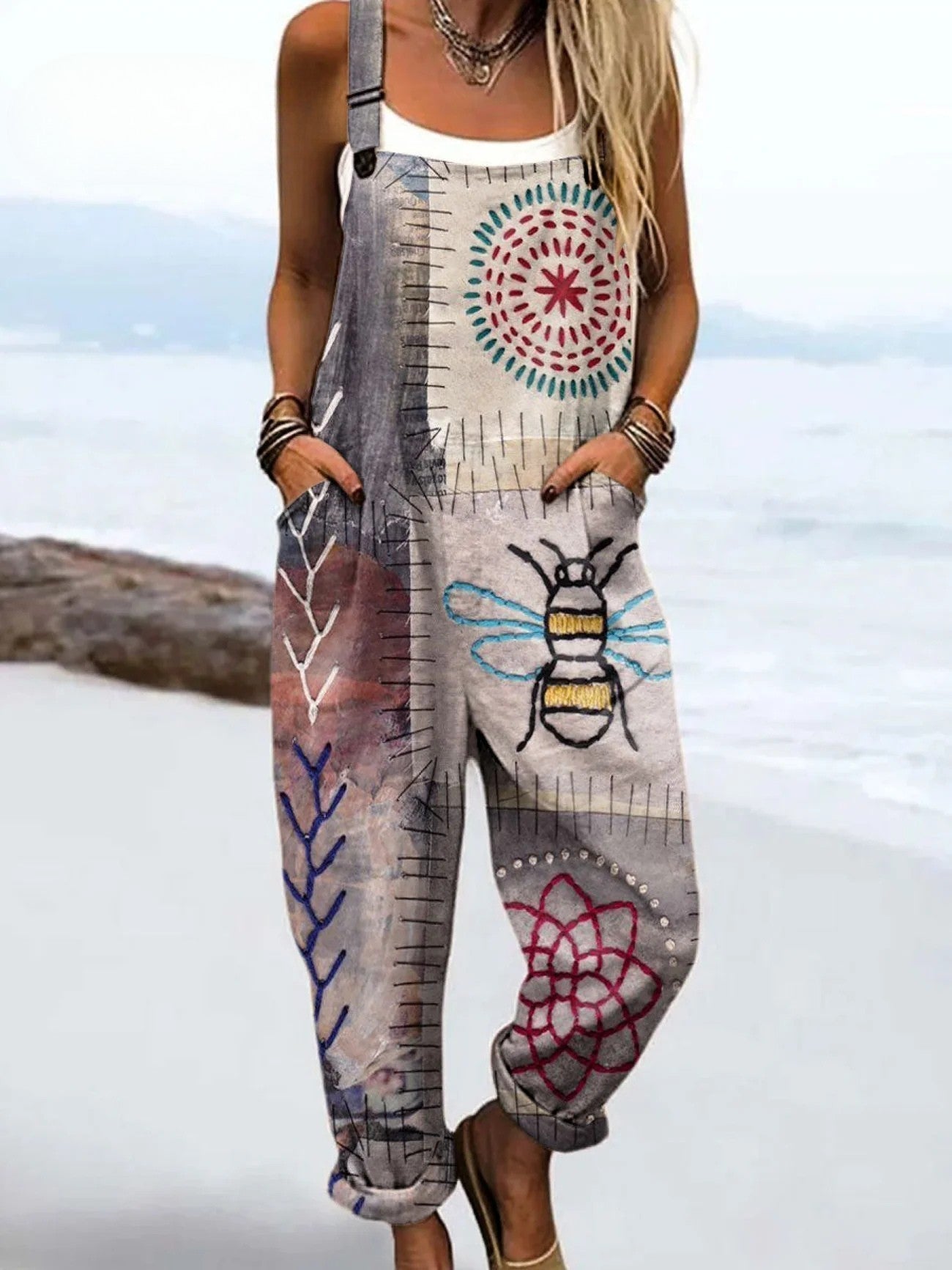 Sophia Bee Print Relaxed Casual Jumpsuit