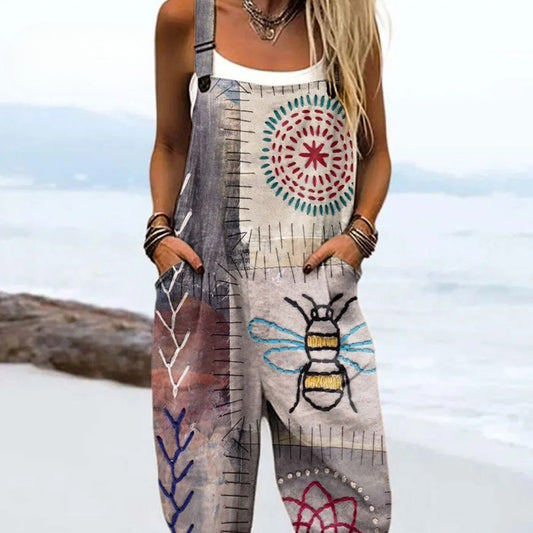 Sophia Bee Print Relaxed Casual Jumpsuit