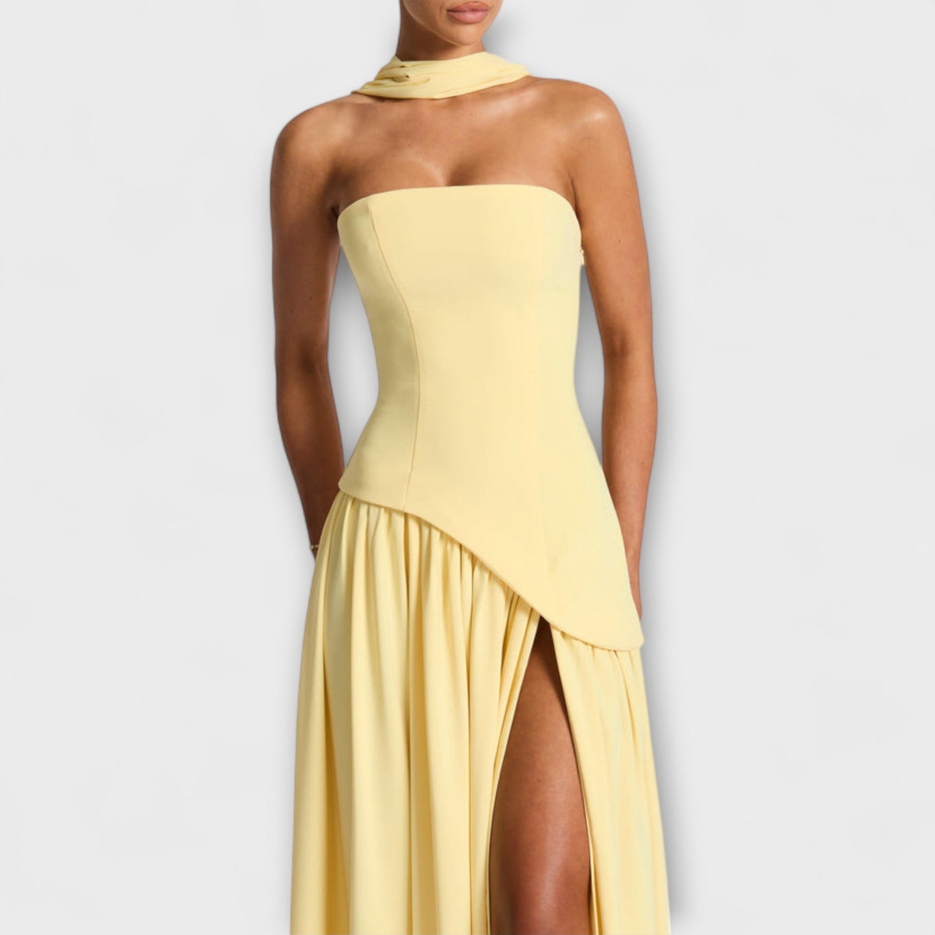 Corisande Corset Pleated Maxi Dress