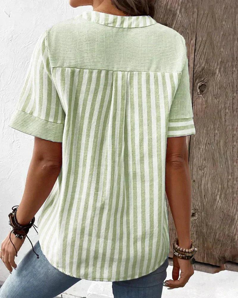 Veronica Hayes Striped Relaxed Breathable Blouse