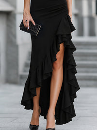 Cressida Asymmetric Ruffle Maxi Dress