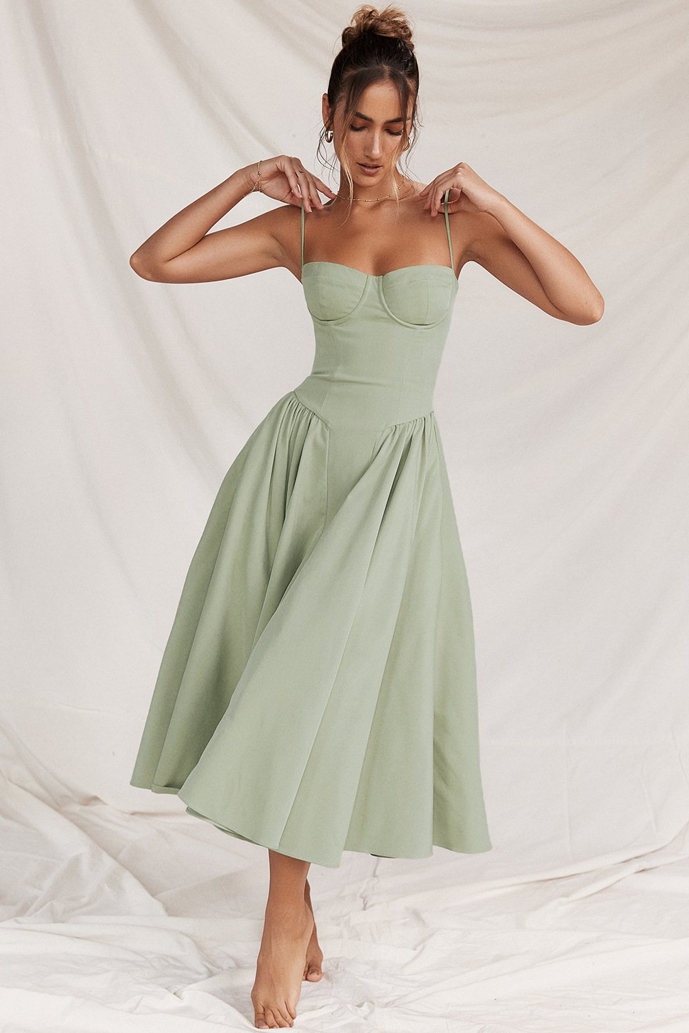 Oriane Corset Waist Midi Dress