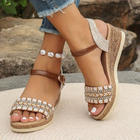 Madison Boho Woven Wedge Sandals Summer Cushioned