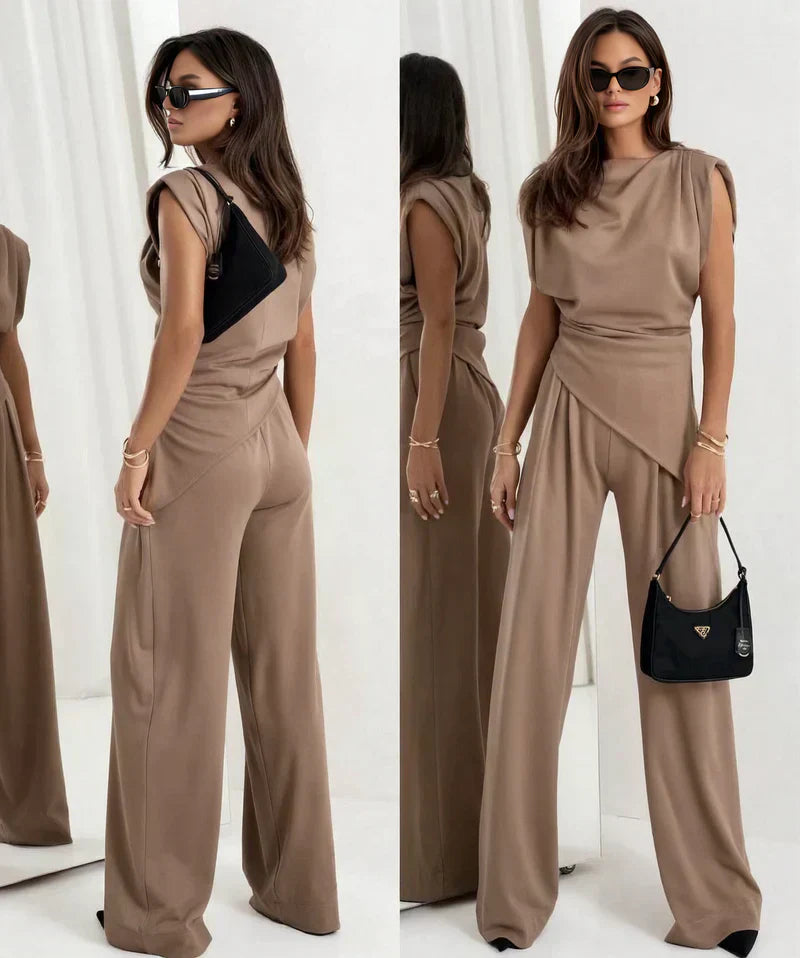 Brittany Douglas Asymmetrical Wide Leg Co-ord Two-Piece Set
