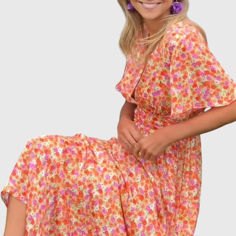 Eartha Floral V-Neck Maxi Dress
