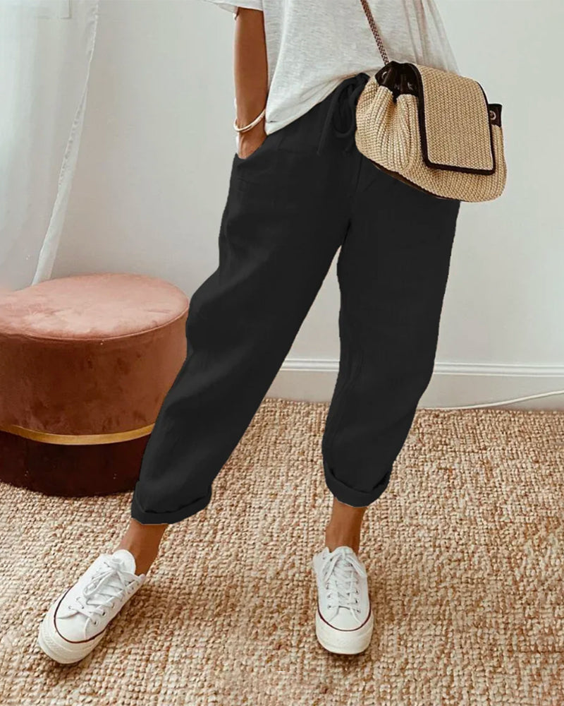 Gabrielle Davis Wide-Leg Waistband Relaxed Fit Trousers