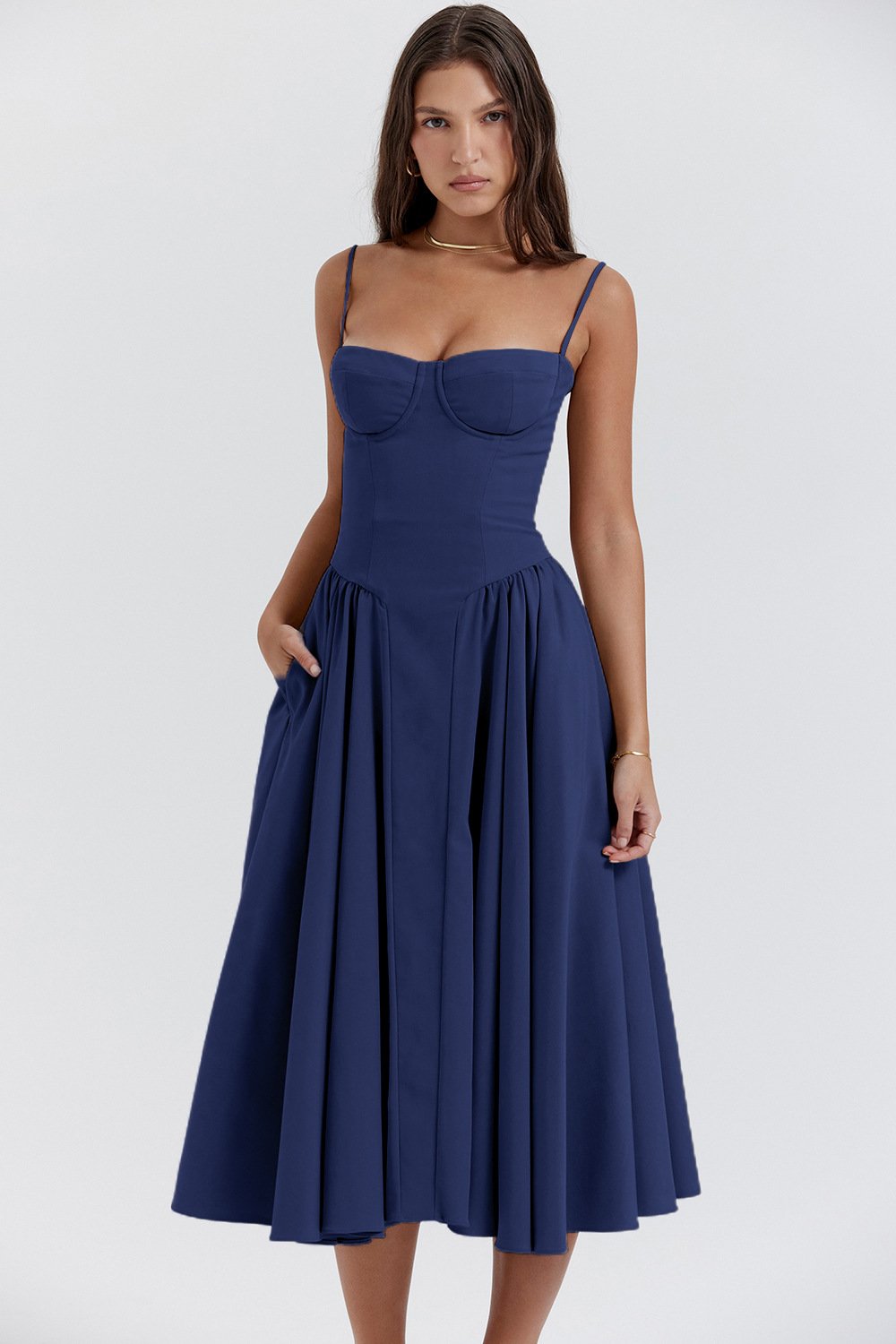 Oriane Corset Waist Midi Dress
