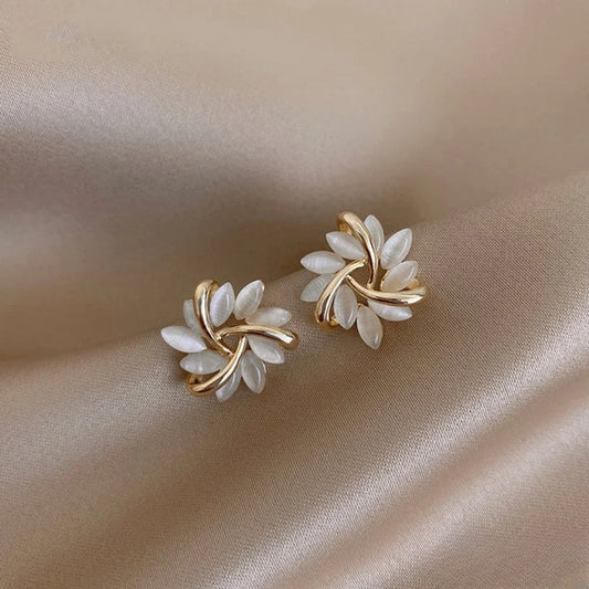 Ada Opal Flower Drop Earrings Gold and Silver