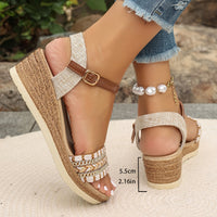 Madison Boho Woven Wedge Sandals Summer Cushioned