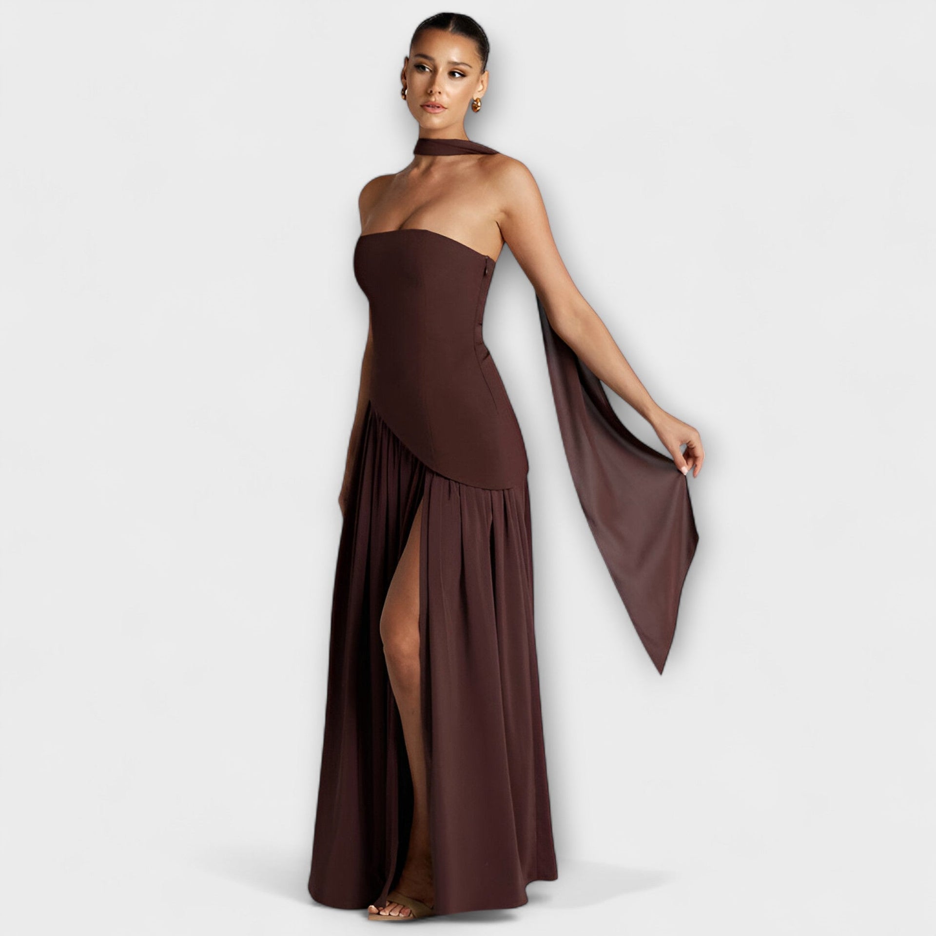 Corisande Corset Pleated Maxi Dress