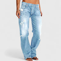 Zara Wide-Leg Flare Distressed Denim Jeans