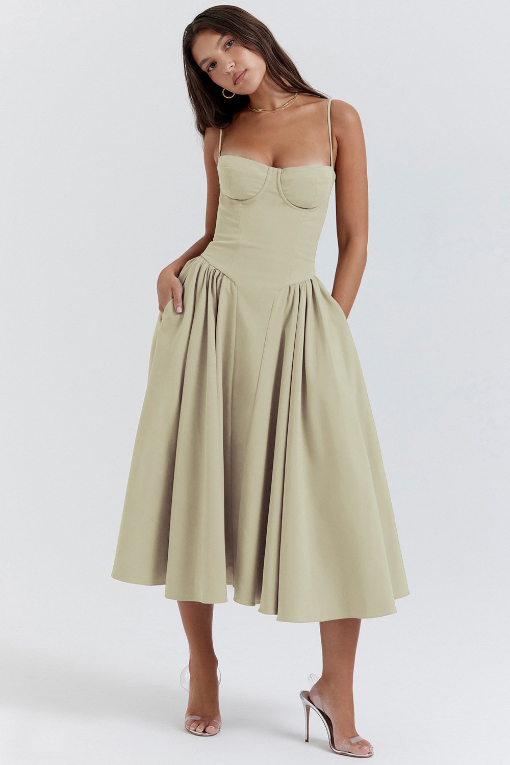 Oriane Corset Waist Midi Dress