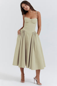 Oriane Corset Waist Midi Dress