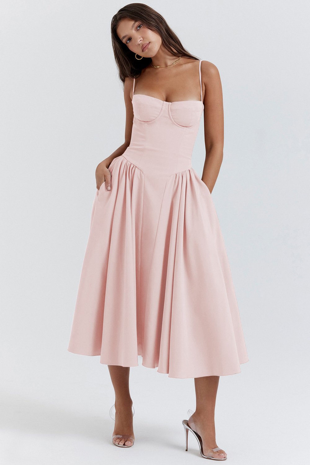 Oriane Corset Waist Midi Dress