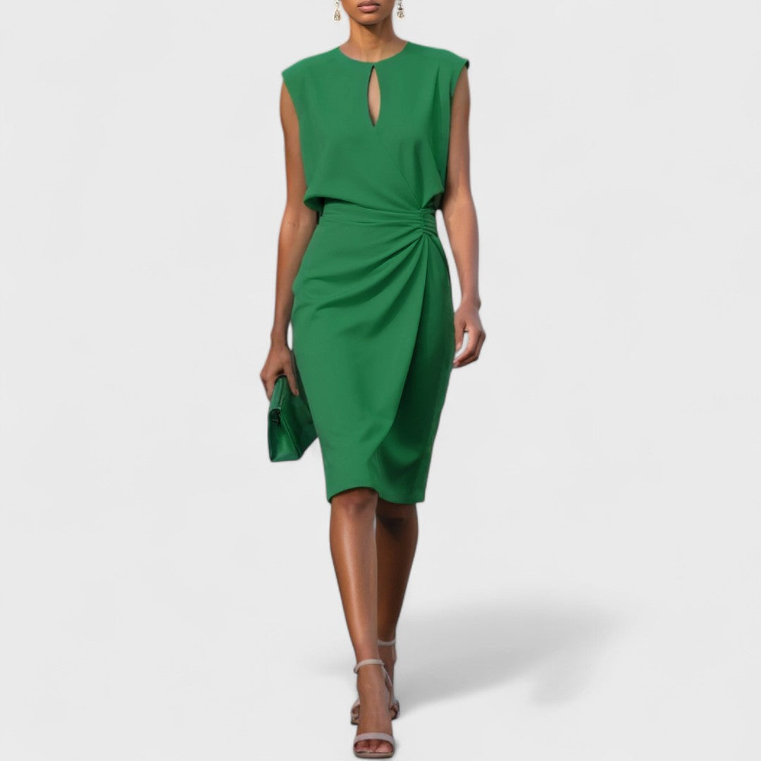 Rebecca Pierce Flattering V-Neck Midi Dress