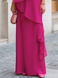 Hesper Chiffon Cape Maxi Dress