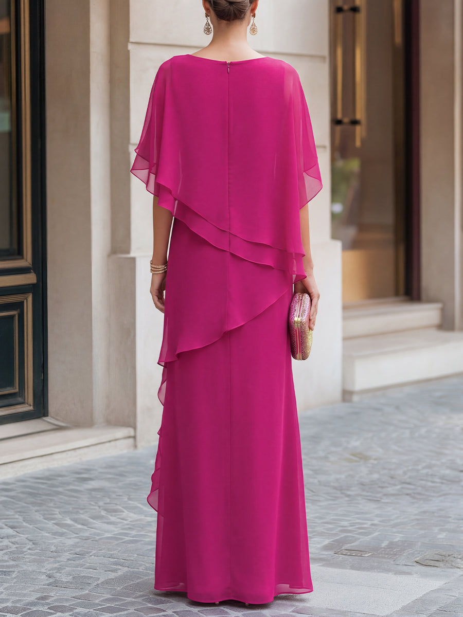 Hesper Chiffon Cape Maxi Dress