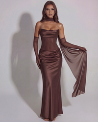 Aubrey Satin Cowl Neck Maxi Dress