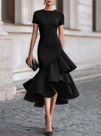 Millicent Ruffle Hem Cocktail Midi Dress