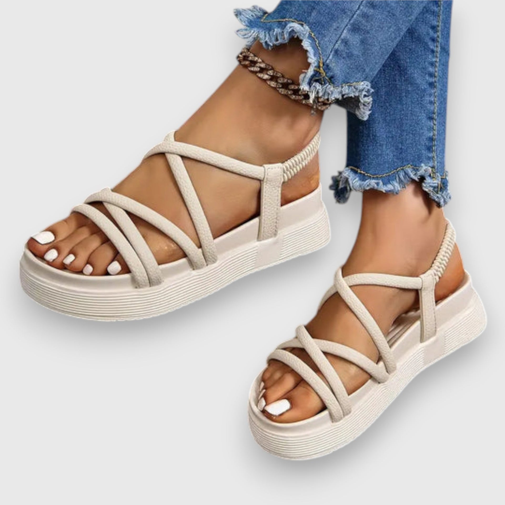 Allison Cushioned Slip-On Comfort Sandals Beige