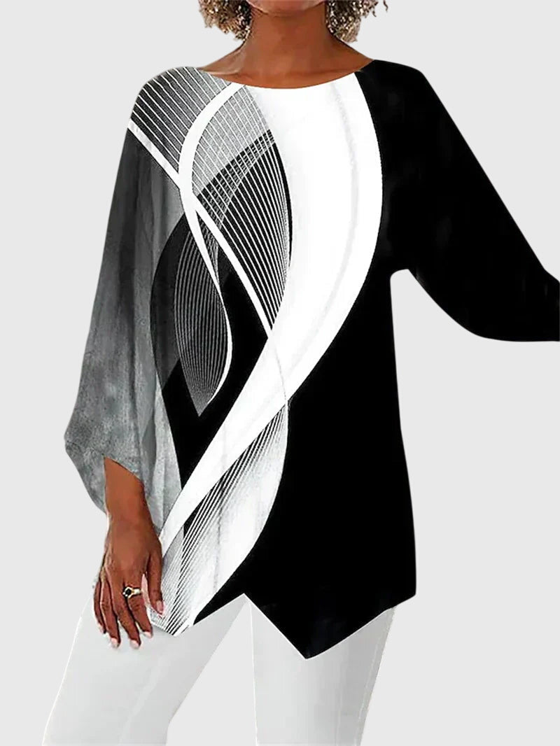 Elaina Printed Crew Neck Top