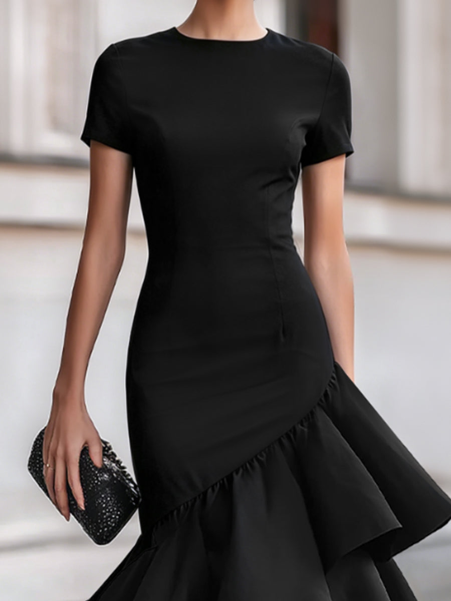 Millicent Ruffle Hem Cocktail Midi Dress