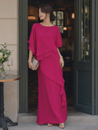 Hesper Chiffon Cape Maxi Dress