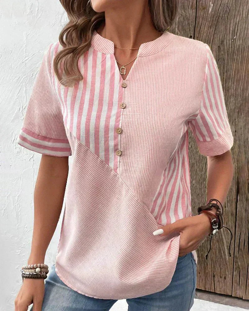Veronica Hayes Striped Relaxed Breathable Blouse