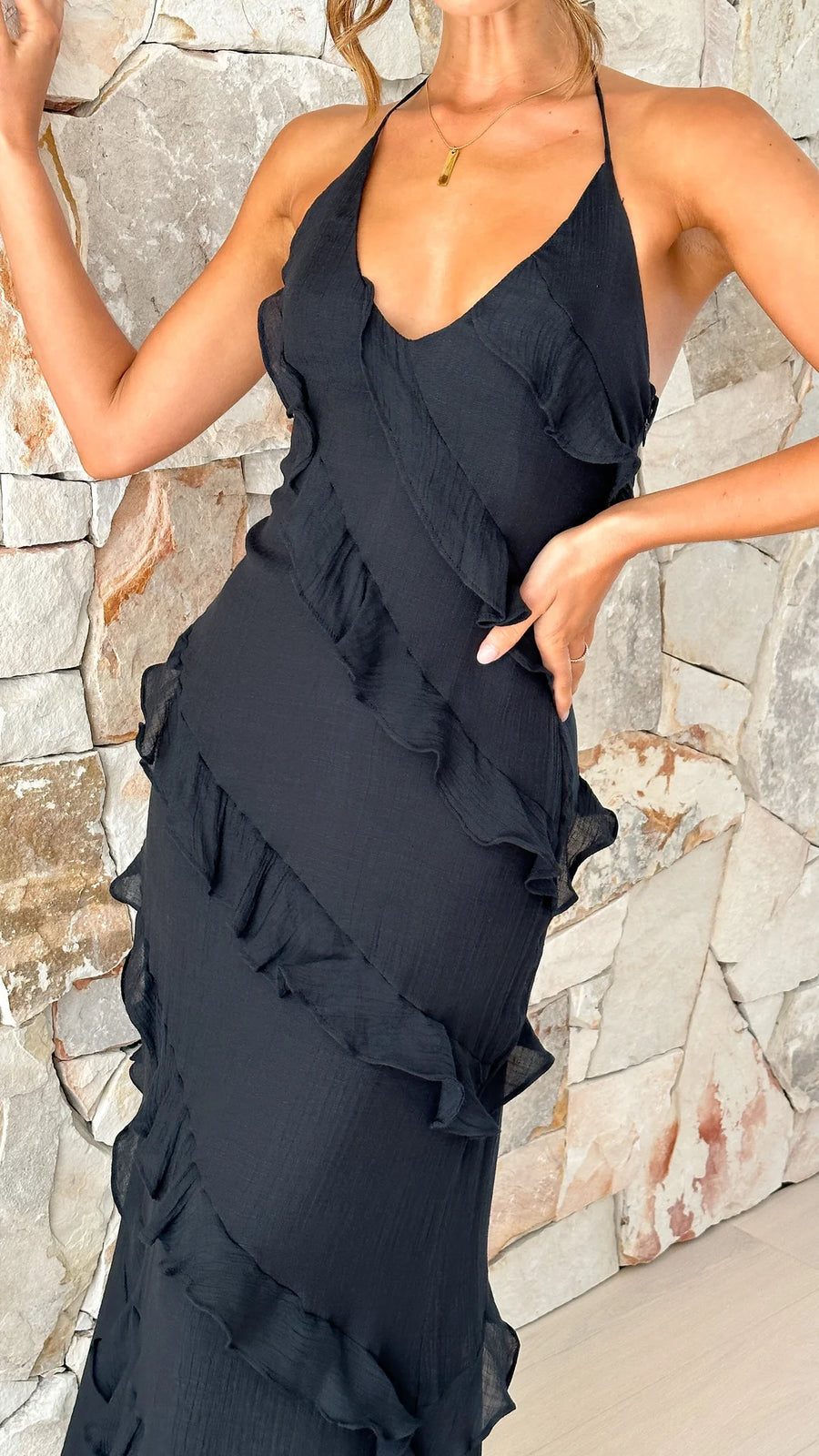 Kerensa Ruffle Halter Maxi Dress_4