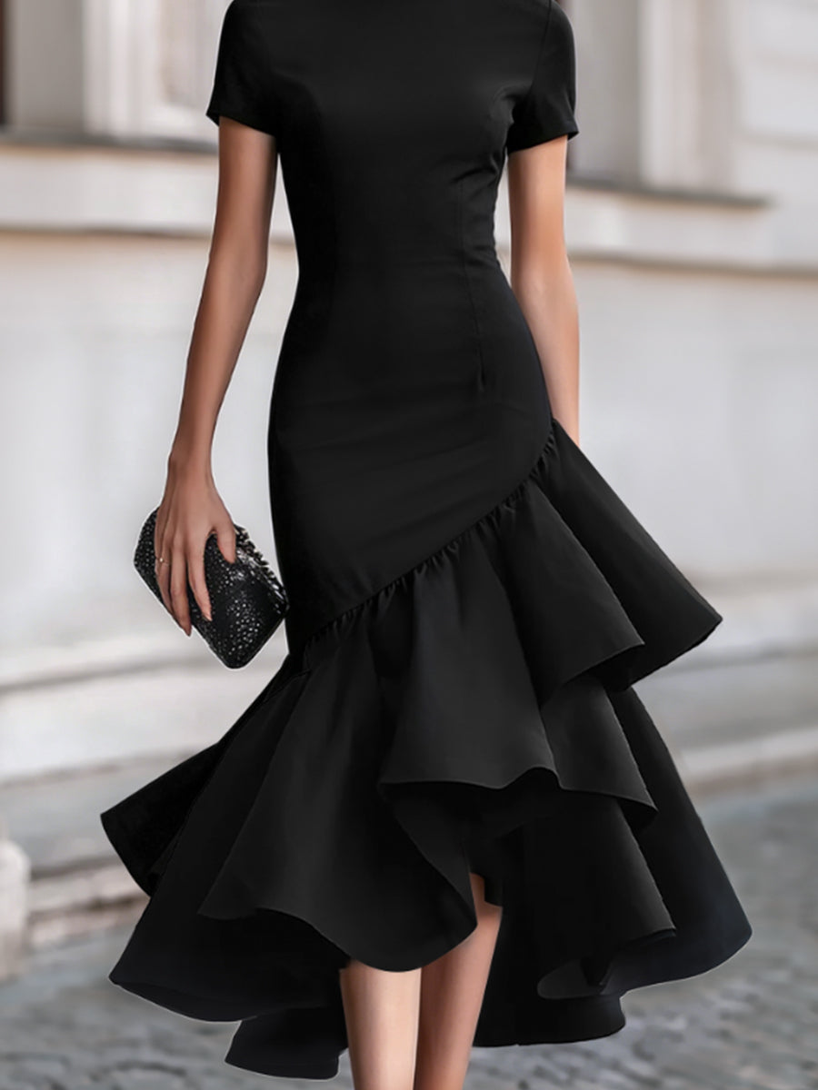 Millicent Ruffle Hem Cocktail Midi Dress