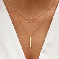 Celeste Moore Retro Gold Double Circle Pendant Necklace