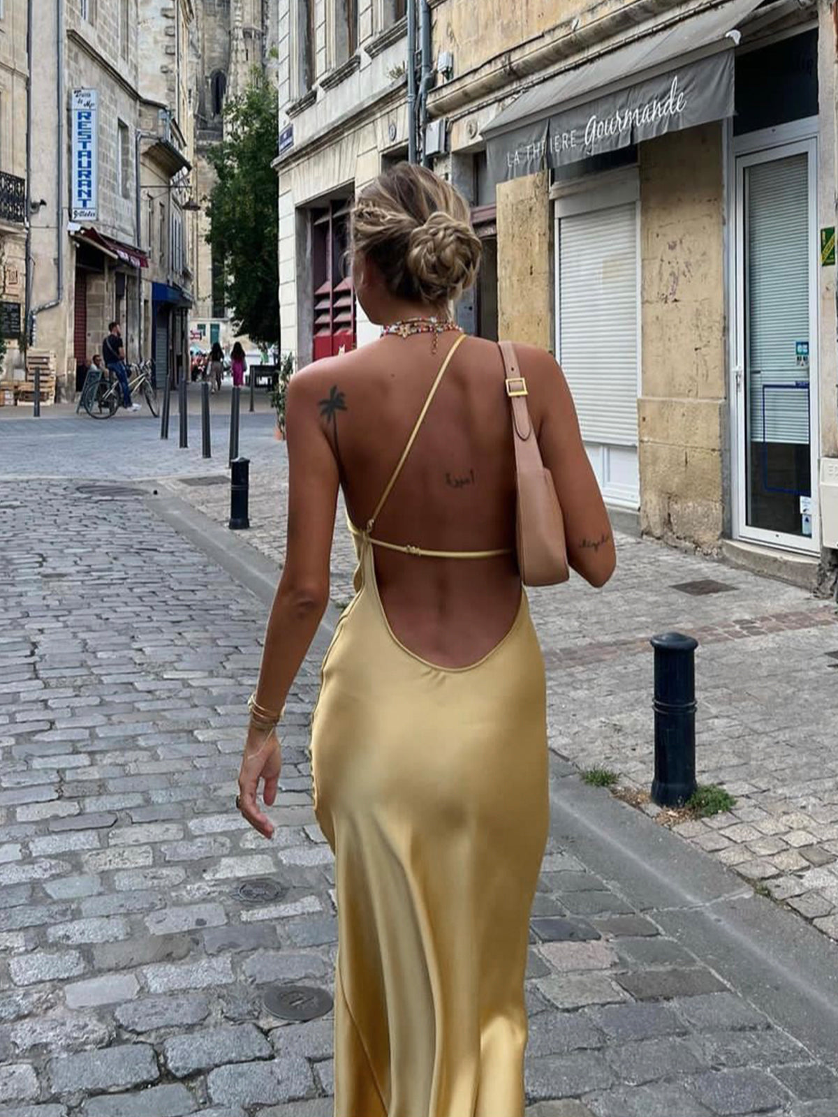 Audra Backless Satin Maxi Dress