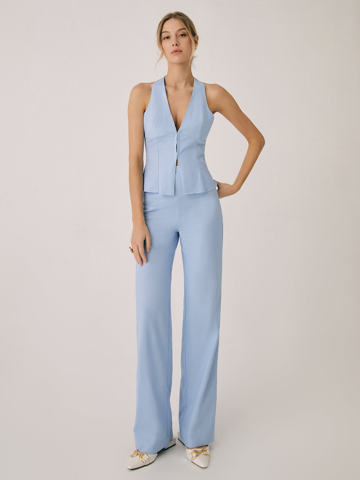 Bluebell Linen Two-Piece Trouser Set