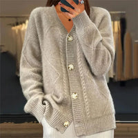 Elettra Diamond Knit V-Neck Cardigan