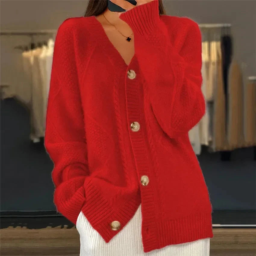 Elettra Diamond Knit V-Neck Cardigan