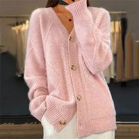 Elettra Diamond Knit V-Neck Cardigan