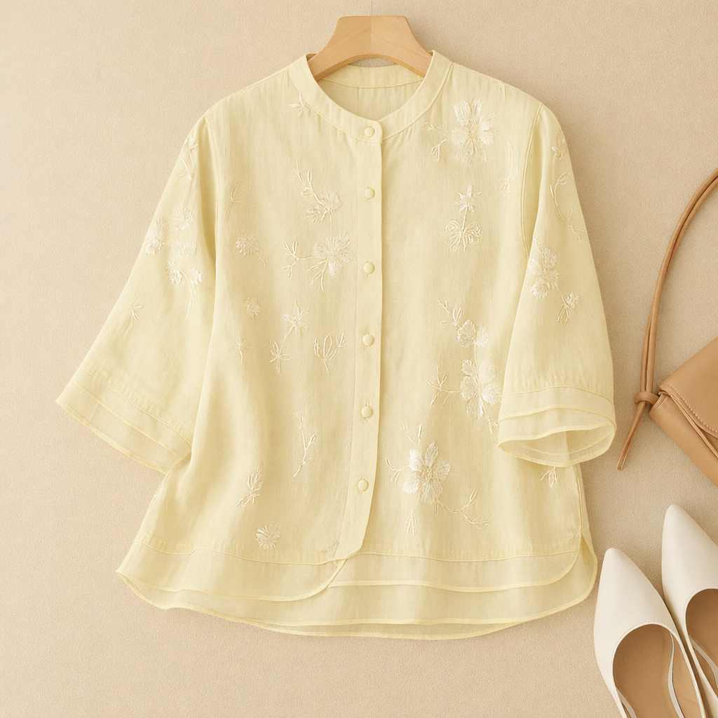 Monica Watson Embroidered Relaxed Blouse Feminine Fit