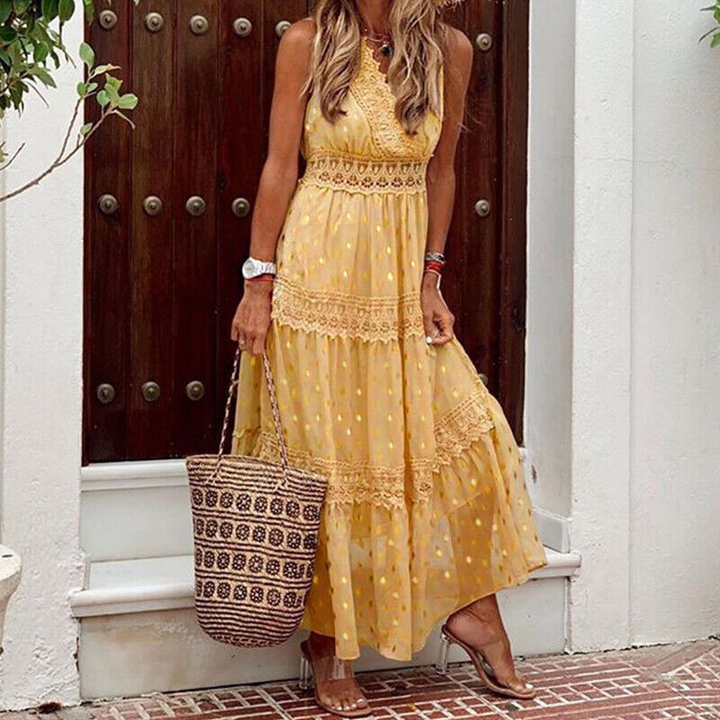 Calanthe Boho Lace Maxi Dress